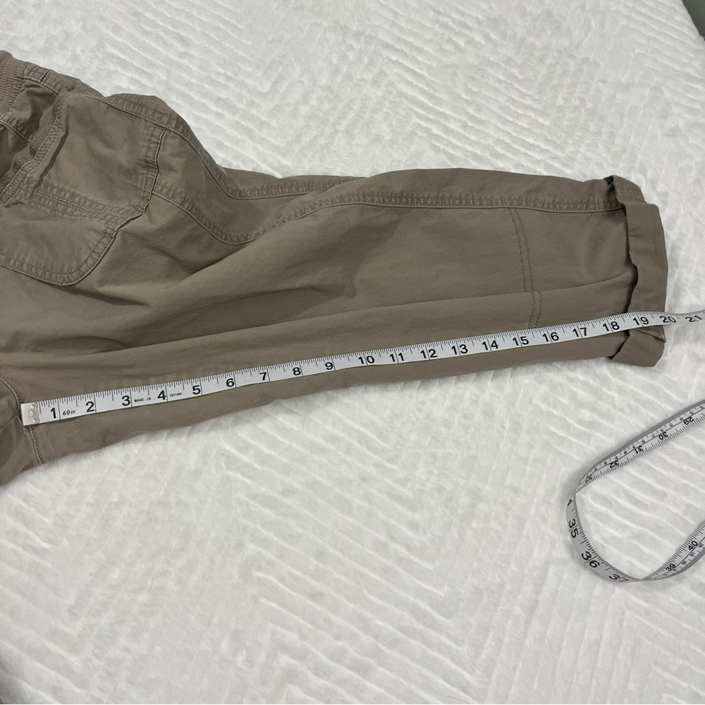 Maurice Tan Capri Cropped Pants Elastic Ribbed Waistband Size medium cotton - Picture 6 of 10